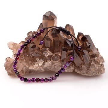 Mor Akik Taşı Makromeli Bileklik - Ayarlamalı - 2