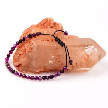 Mor Akik Taşı Makromeli Bileklik - Ayarlamalı - 1