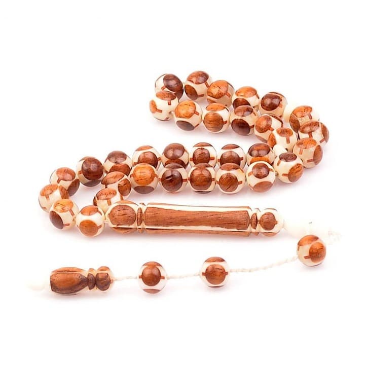 Pelesenk Ağacı İşlemeli Deve Kemiği Tesbih (8 mm)