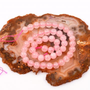 Pembe Kuvars Taşı Dizi (8 mm) - 1