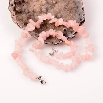 Pembe Kuvars Taşı Şekilsiz Kolye - 2