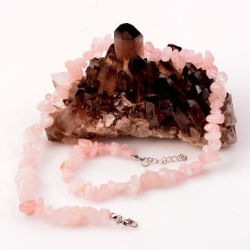 Pembe Kuvars Taşı Şekilsiz Kolye - 1