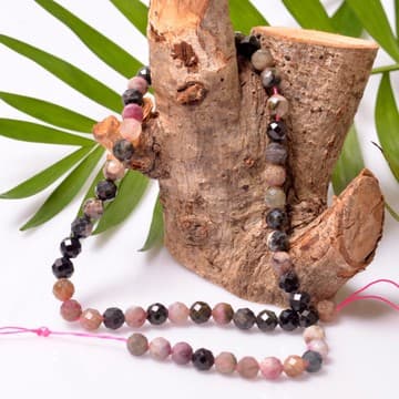 Renkli Turmalin Taşı Dizi - 7 mm Faset Kesim - 1