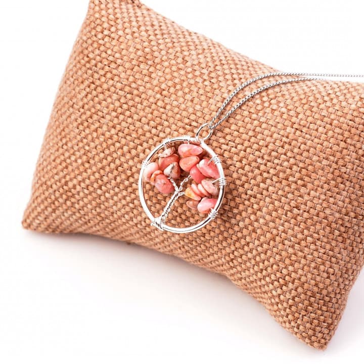 Rodokrozit Taşı Kolye - Hayat Ağacı