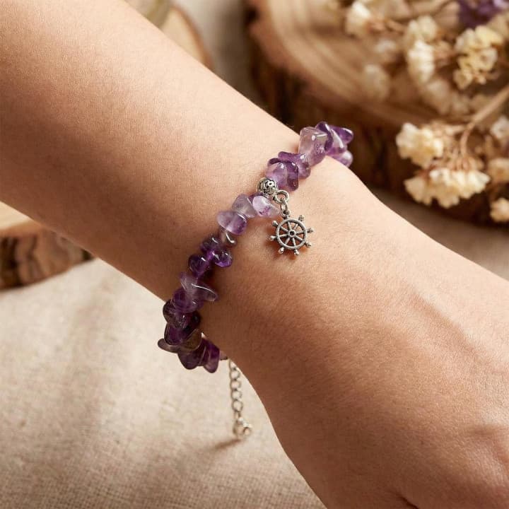 Şekilsiz Ametist Taşı Bileklik