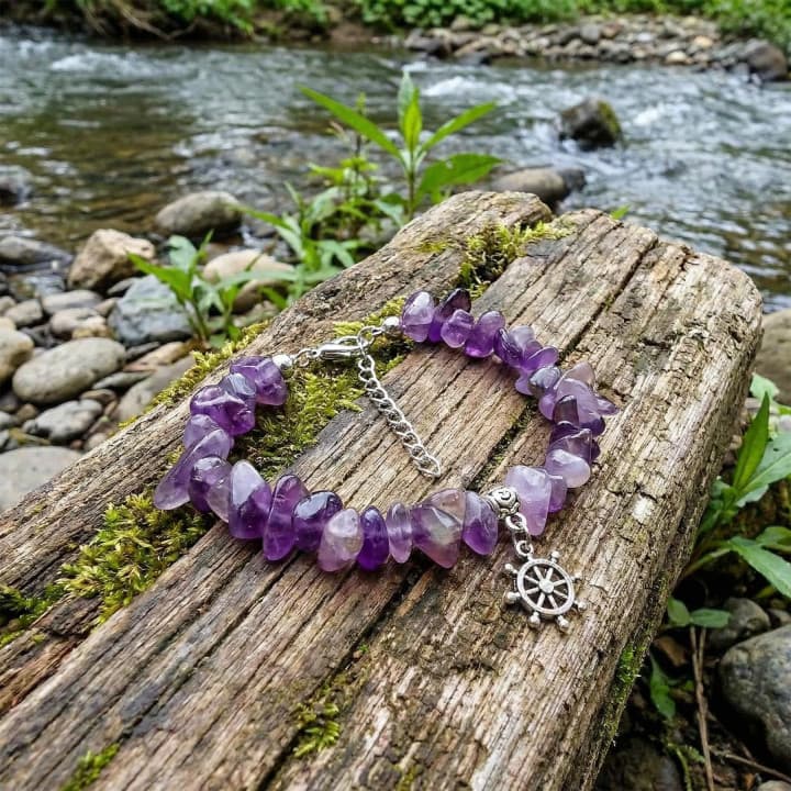 Şekilsiz Ametist Taşı Bileklik