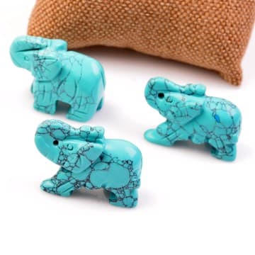 Sentetik Turkuaz Taşı Fil Figürü - 1