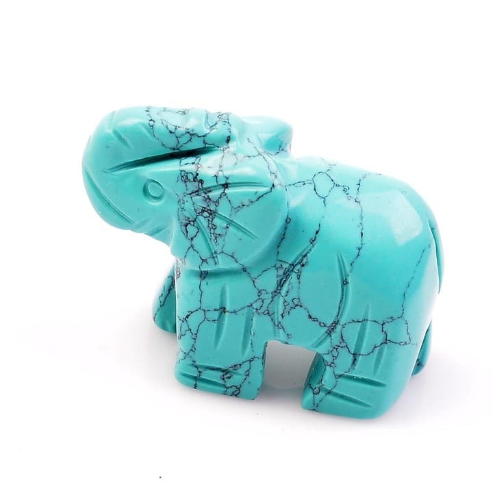 Sentetik Turkuaz Taşı Fil Figürü
