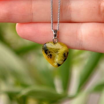 Serpantin Taşı Kalp Kolye - Küçük Boy - 1