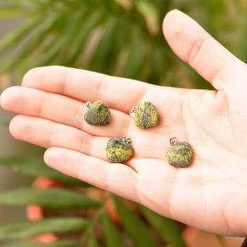 Serpantin Taşı Kalp Kolye - Küçük Boy - 2