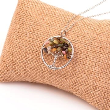 Taş Sandığı Turmalin Taşı Hayat Ağacı Kolye - 1