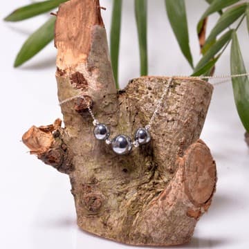 Terahertz Taşı Gümüş Kolye - Üç Top - 1