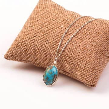 Turkuaz Taşı Gümüş Kolye (İran Turkuazı) - 1