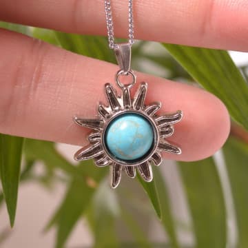 Turkuaz Taşı Güneş Kolye - 1
