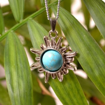 Turkuaz Taşı Güneş Kolye - 2