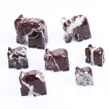 Elazığ Vişnesi 7 li Mermer Fil Seti - Dekoratif Fil Seti - 2