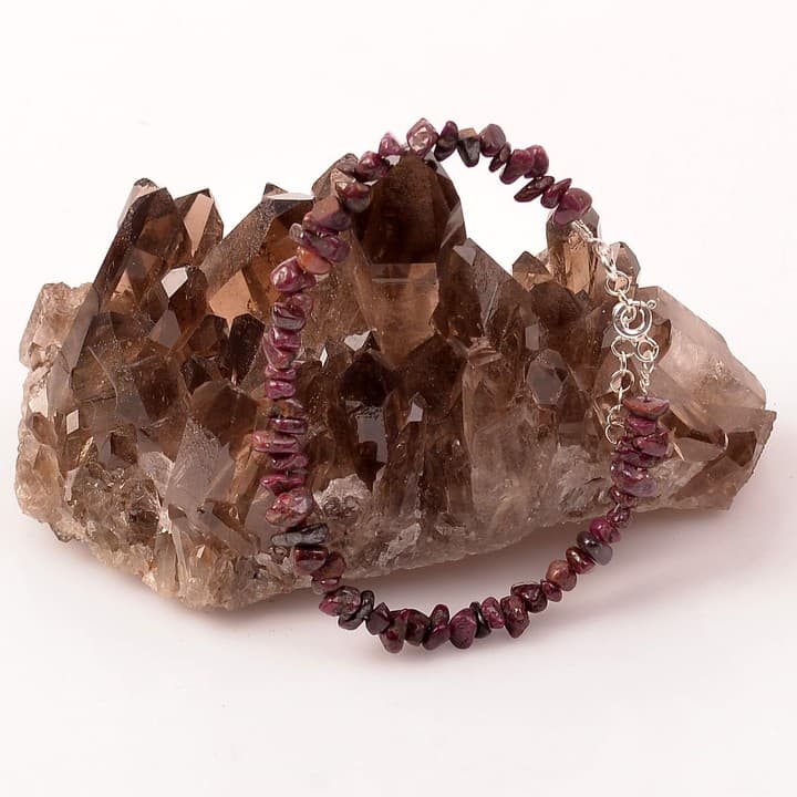 Yakut Taşı Gümüş Bileklik - Şekilsiz Taşlar