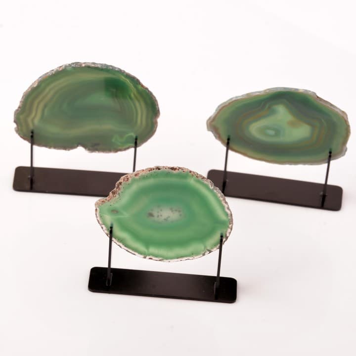 Yeşil Akik Taşı Plaka - Metal Standlı