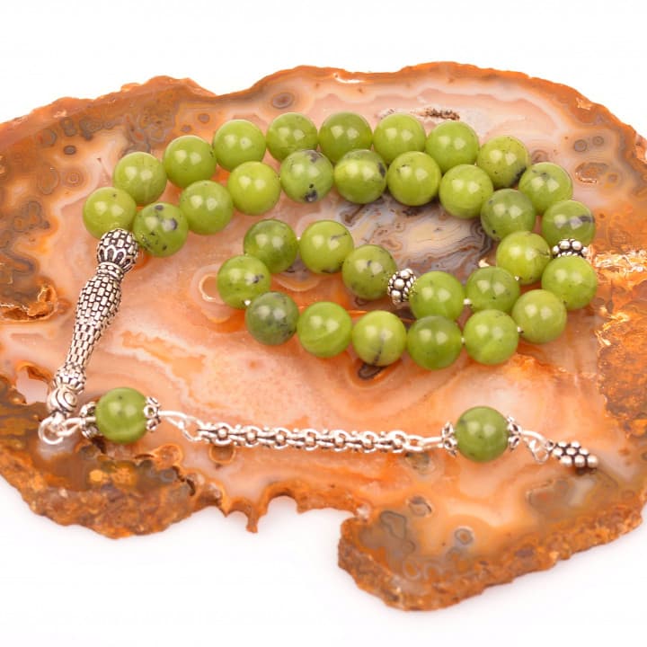 Yeşim Taşı Gümüş Tesbih (8 mm)