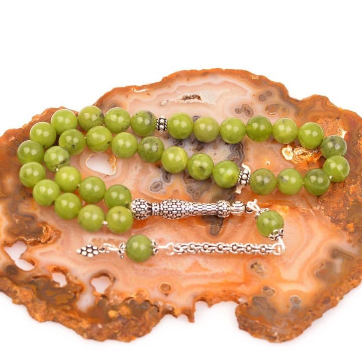 Yeşim Taşı Gümüş Tesbih (8 mm)