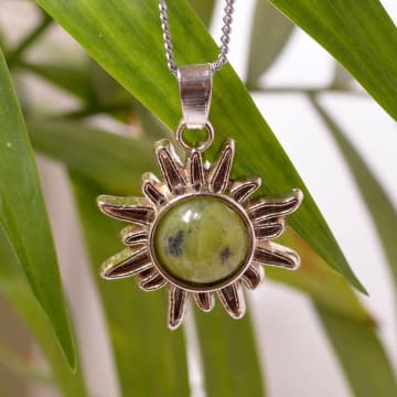 Yeşim Taşı Güneş Kolye - Kanada Yeşimi - 1
