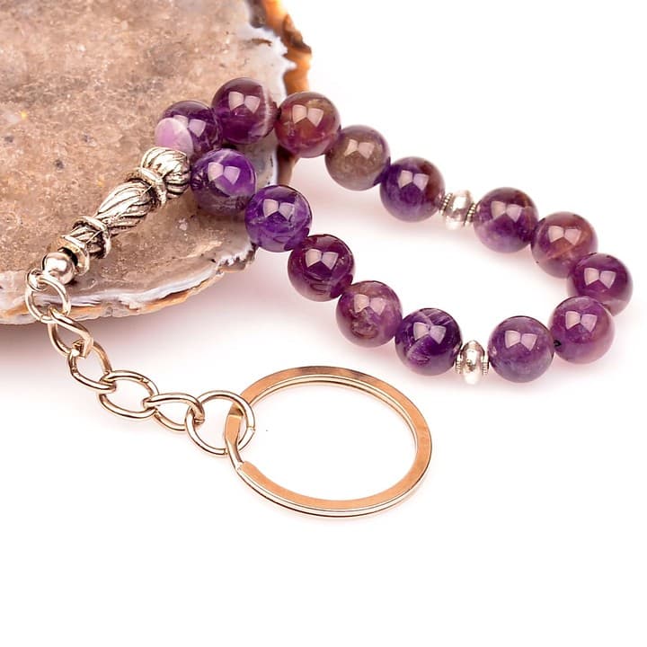 Ametist Taşı Tesbih Şeklinde Anahtarlık