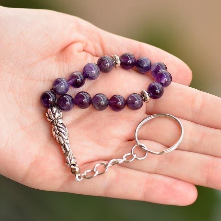 Ametist Taşı Tesbih Şeklinde Anahtarlık