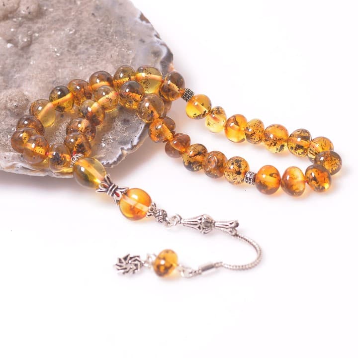 Arpa Kesim Damla Kehribar Tesbih (5,5 * 7,5 mm)