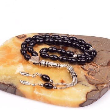 Arpa Kesim Obsidyen Taşı Tesbih ( 6*9 mm ) - 2