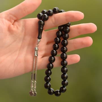 Oltu Taşı Tesbih ( 9 mm ) - Gürcü Oltusu - - 1