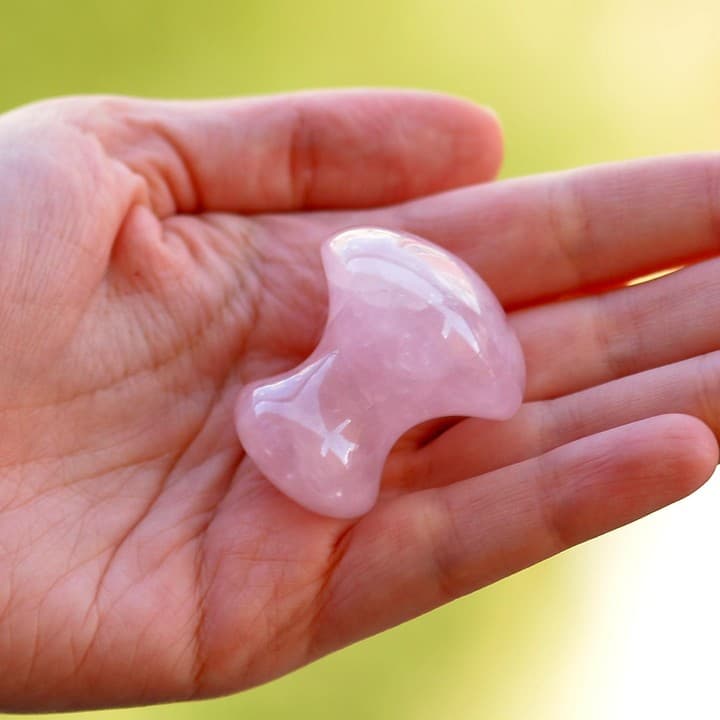 Pembe Kuvars Taşı Masaj Aleti - Mantar Şeklinde