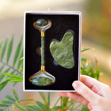 Yeşim Taşı Gua Sha ve Roller Masaj Seti - 1