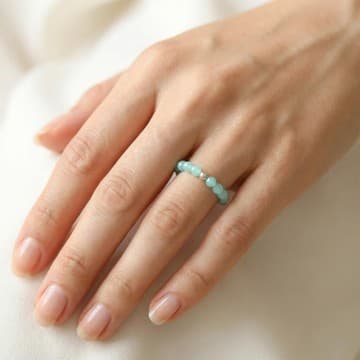 Amazonit Taşı Lastikli Yüzük – 3.5 mm - 1