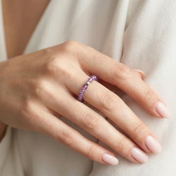 Ametist Taşı Lastikli Yüzük – 3.5 mm - 1