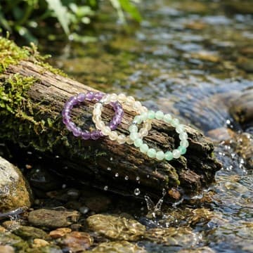 Doğal Taş Lastikli Yüzük Seti – Ametist, Aventurin, Açık Renkli Sitrin – 3.5 mm - 2