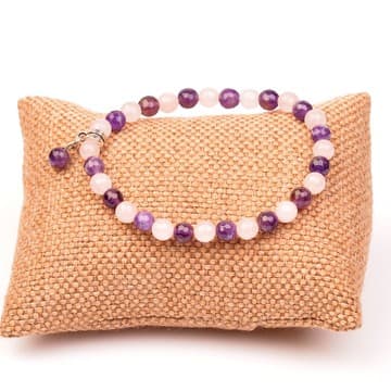 Ametist - Pembe Kuvars Taşı Bileklik - 1