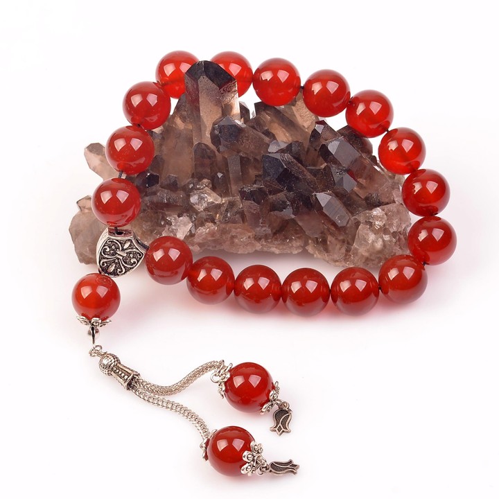 Akik Taşı Efe Tesbihi - 14 mm ( Çift Kamçılı ) - 2