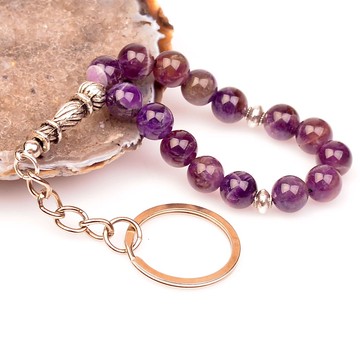 Ametist Taşı Tesbih Şeklinde Anahtarlık - 2