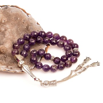 Ametist Taşı Tesbih - 8 mm ( Faset Kesim ) - 1