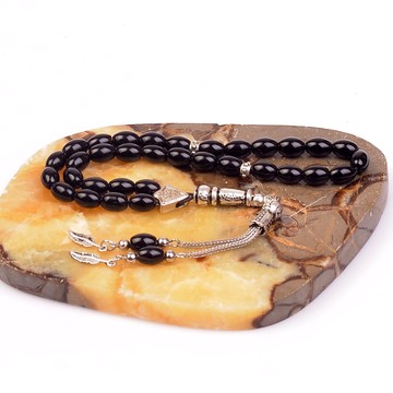 Arpa Kesim Obsidyen Taşı Tesbih ( 6*9 mm ) - 1