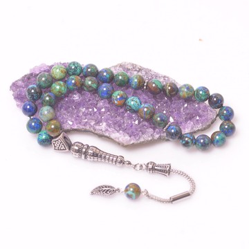 Azurit Taşı Tesbih 8 mm - Çelik Malzemeli - 2