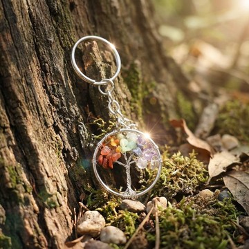 Çakra Taşlarından Hayat Ağacı Anahtarlık - 2