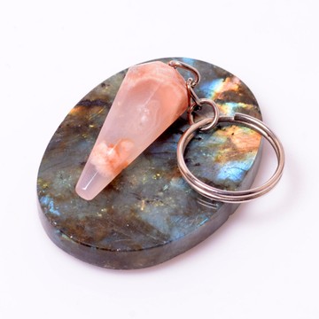 Çiçek Akik Taşı Anahtarlık - Koni Şeklinde - 1