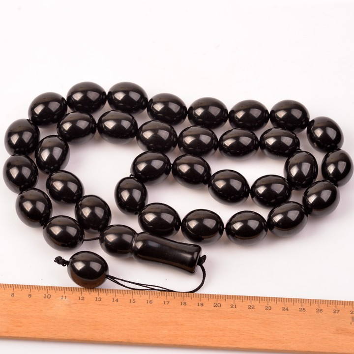 Çok İri Boy Gürcü Oltu Taşı Tesbih - 21*25 mm - Koleksiyonluk Ürün