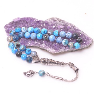 Crayz Akik Taşı Tesbih 8 mm - Çelik Malzemeli - 1