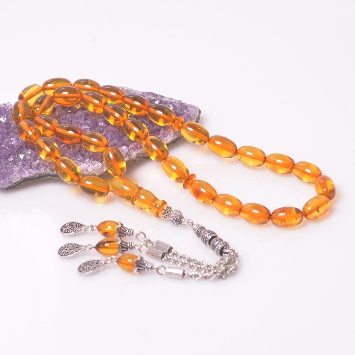 Fıçı Kesim Büyük Boy Damla Kehribar Tesbih (8*12) - Sertifikalı Ürün - 2