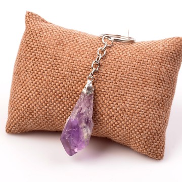 Ham Ametist Taşı Anahtarlık - İşlenmemiş Doğal Taş - 1