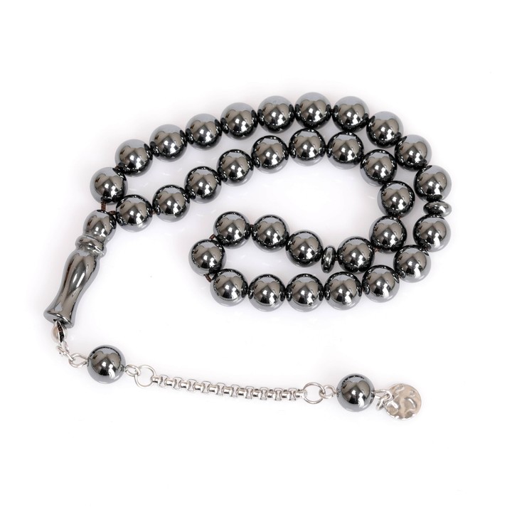 Hematit Taşı Çelik Tesbih ( 8 mm ) - Kararmaz Püsküllü