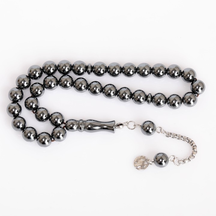 Hematit Taşı Çelik Tesbih ( 8 mm ) - Kararmaz Püsküllü