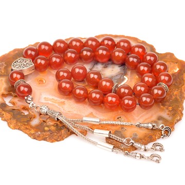 Kırmızı Akik Taşı Tesbih ( 10 mm ) - 1